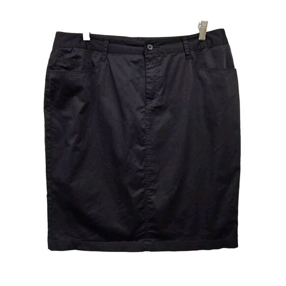 Norma Kamali ‎ skirt black Size 14 stretch knee length Cotton Pockets Utility - Picture 1 of 5